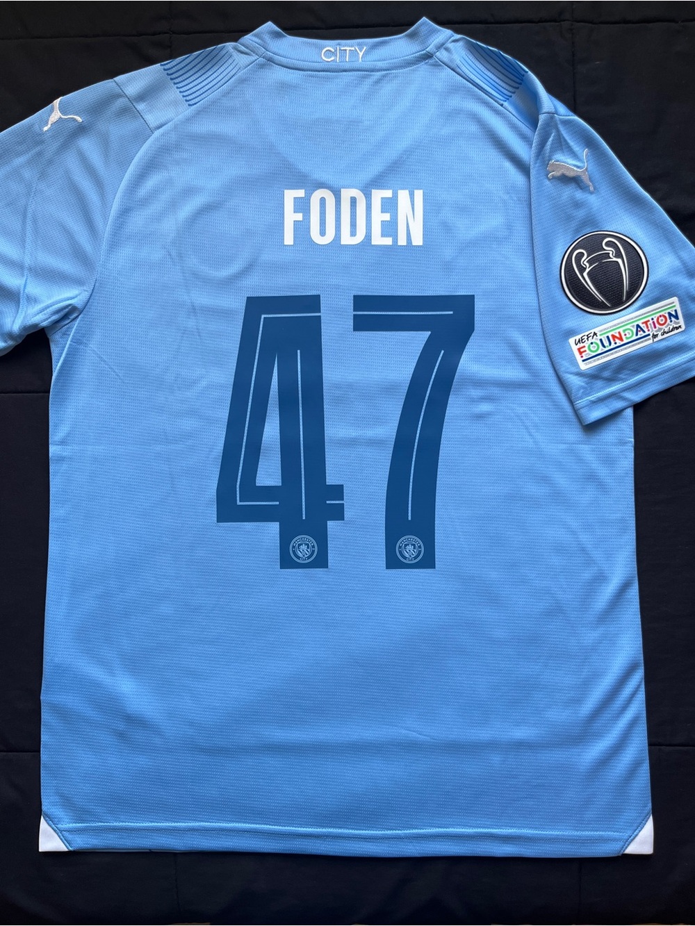 Foden #47 Man City Medium Soccer Jersey Manchester Home UCL 2023/2024